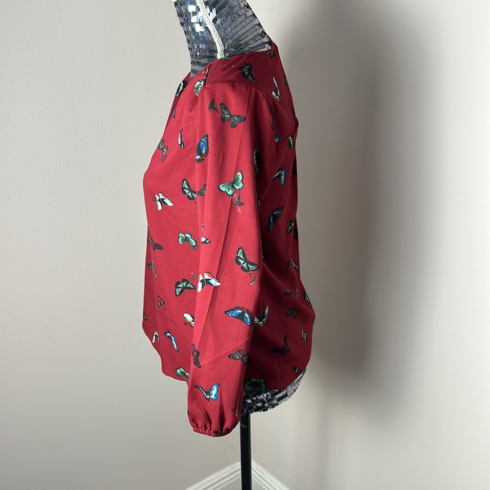 JOIE Butterfly Print Top Chiffon Blouse Sz XXS - Picture 4 of 6